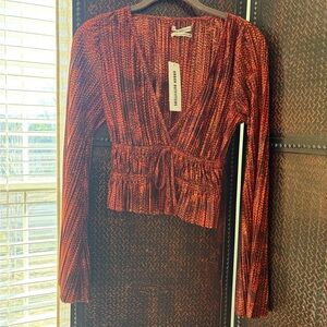 Urban Outfitters Red and Orange Patterned Blouse